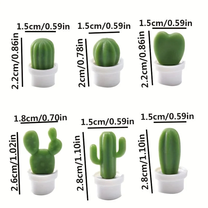 A set of household cactus potted plant style refrigerator magnetic stickers Qme
