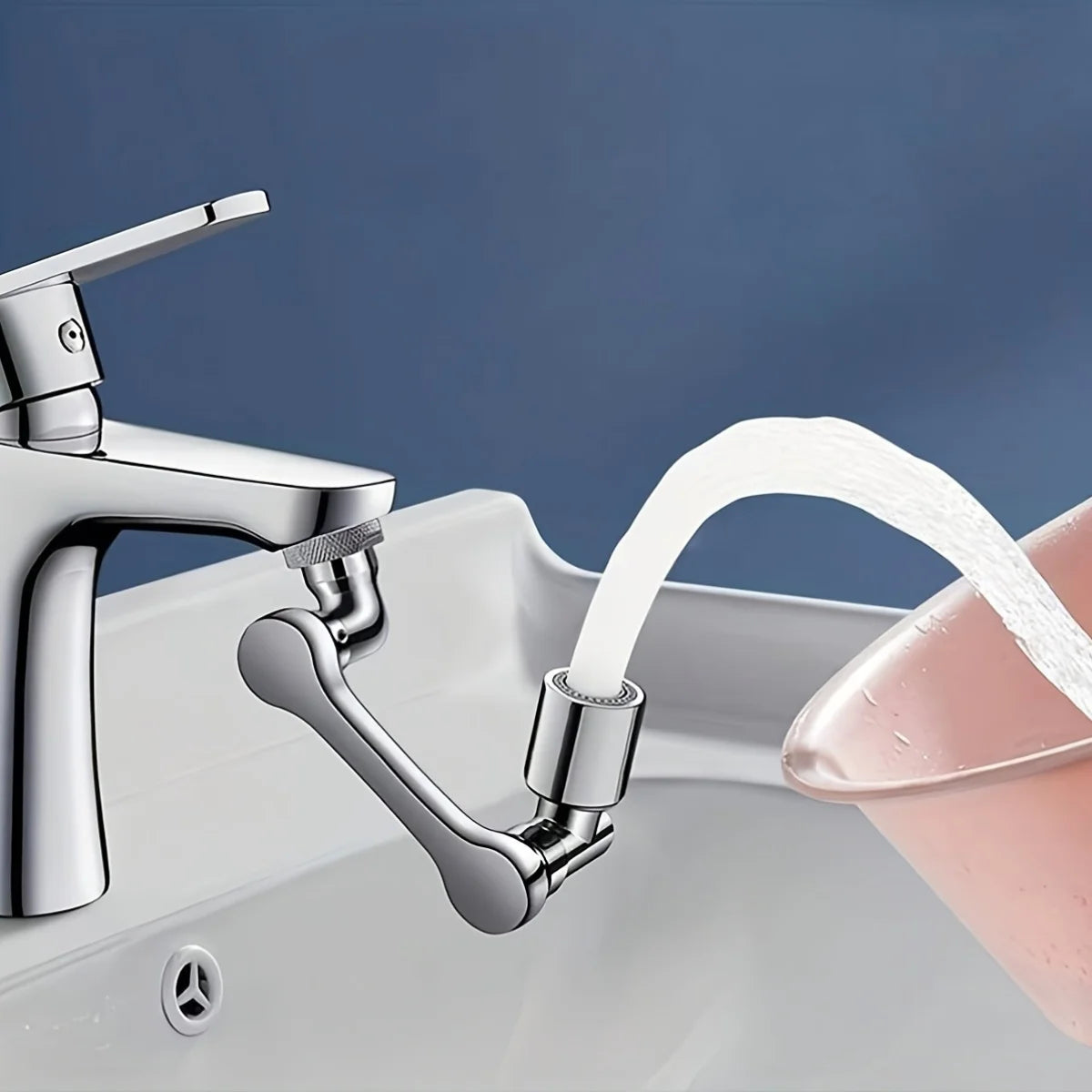 1080 ° Rotating Aerator, Robot Arm, Anti Splash Sink Nozzle for Bathroom and Kitchen Sink, Water Saving Accessory Qme