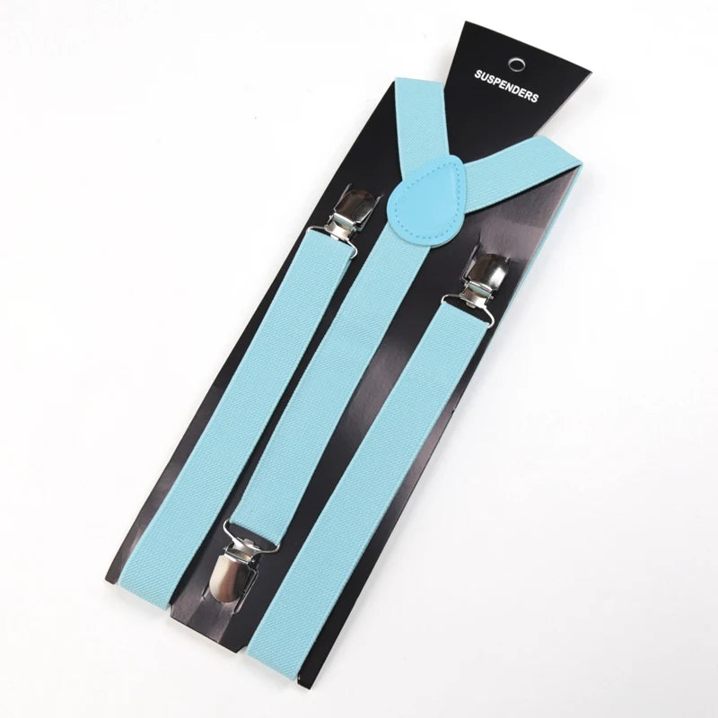 30 Colors Vintage Suspenders Men Women Adult Y Back Adjustable Straps Qme LIGHT BLUE
