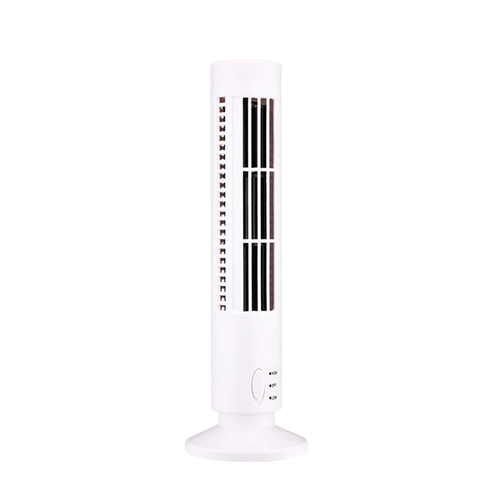 LED Tower Fan Bladeless Tower Fan 2 Gear Speed Adjustable Portable Electric Desk Fan for Home Bedroom Living Rooom Office Qme White 100V-240V EU Plug
