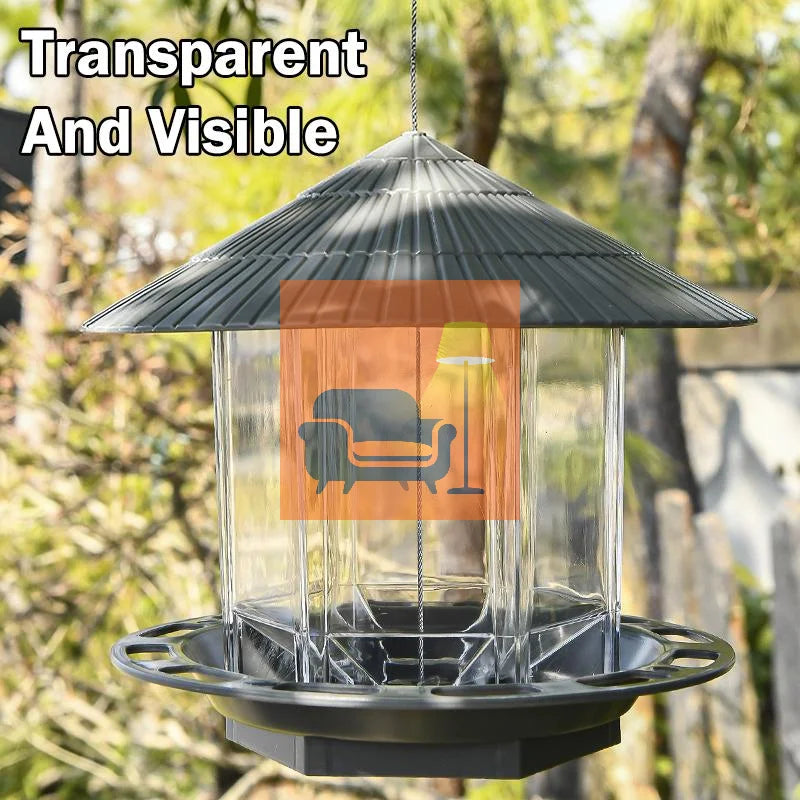 Waterproof Garden Gazebo Hanging Wild Bird Feeder Outdoor Container With Hang Rope Pet Birds Feeding House Type Bird Feeder Qme