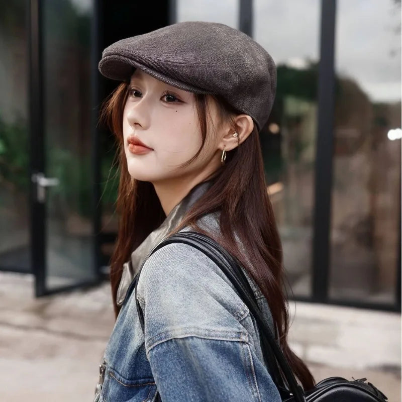 Vintage Canvas Cap Organic Cotton Linen Artist Hat Unisex Retro Qme