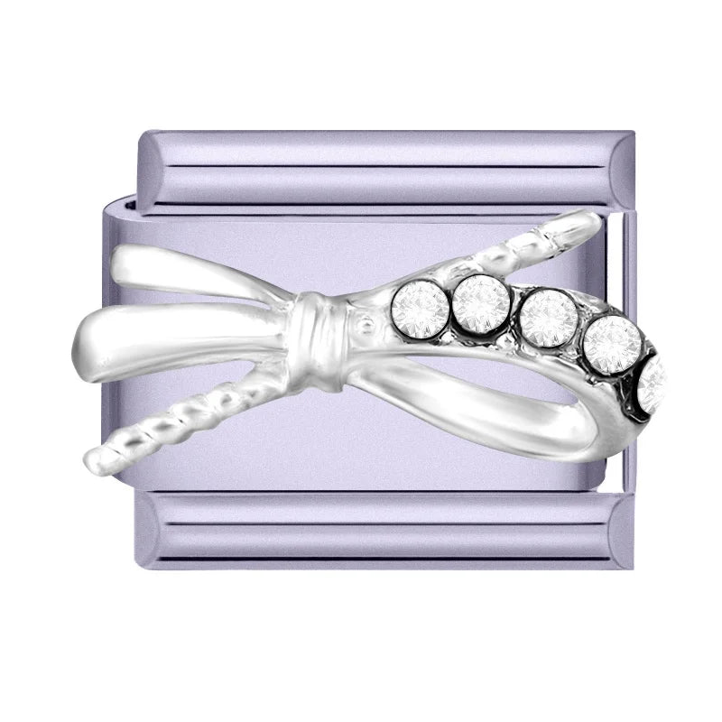 Shiny Zircon Butterfly Moon Stars Bow Purple Italian Charm Links Fit