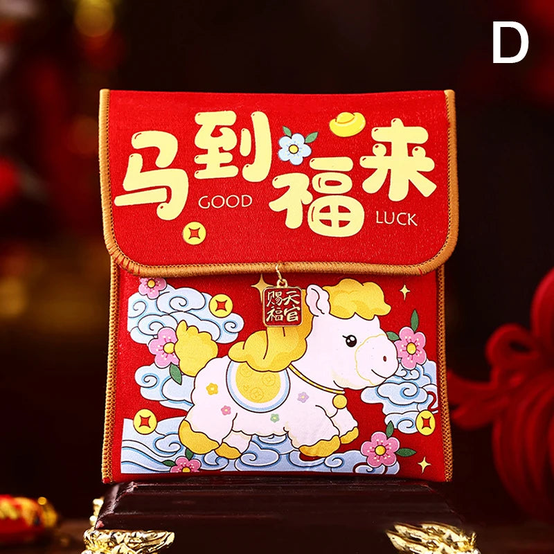 2026 Year Horse Fabric Red Envelope Traditional Lucky Money Bag Qme D
