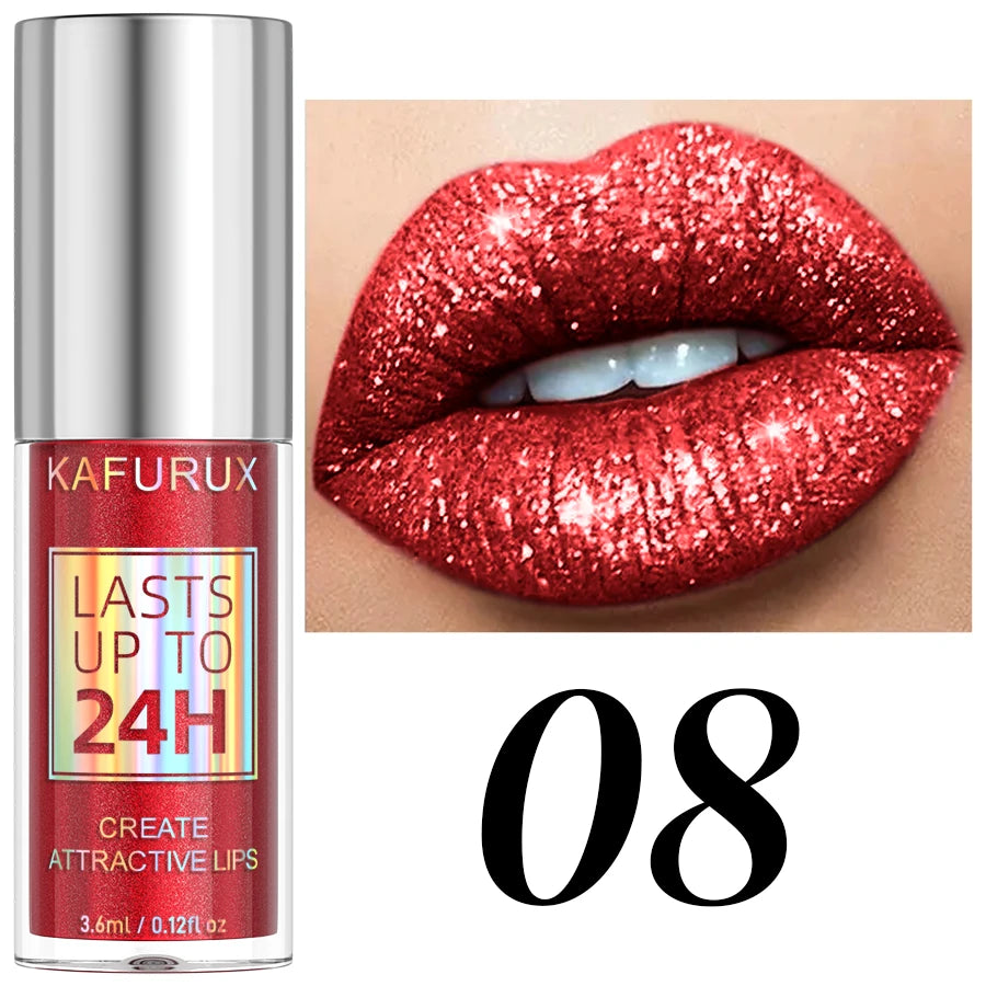 20 Matte Shiny Glitter Liquid Lipstick Lip Gloss Diamond Makeup Qme 08
