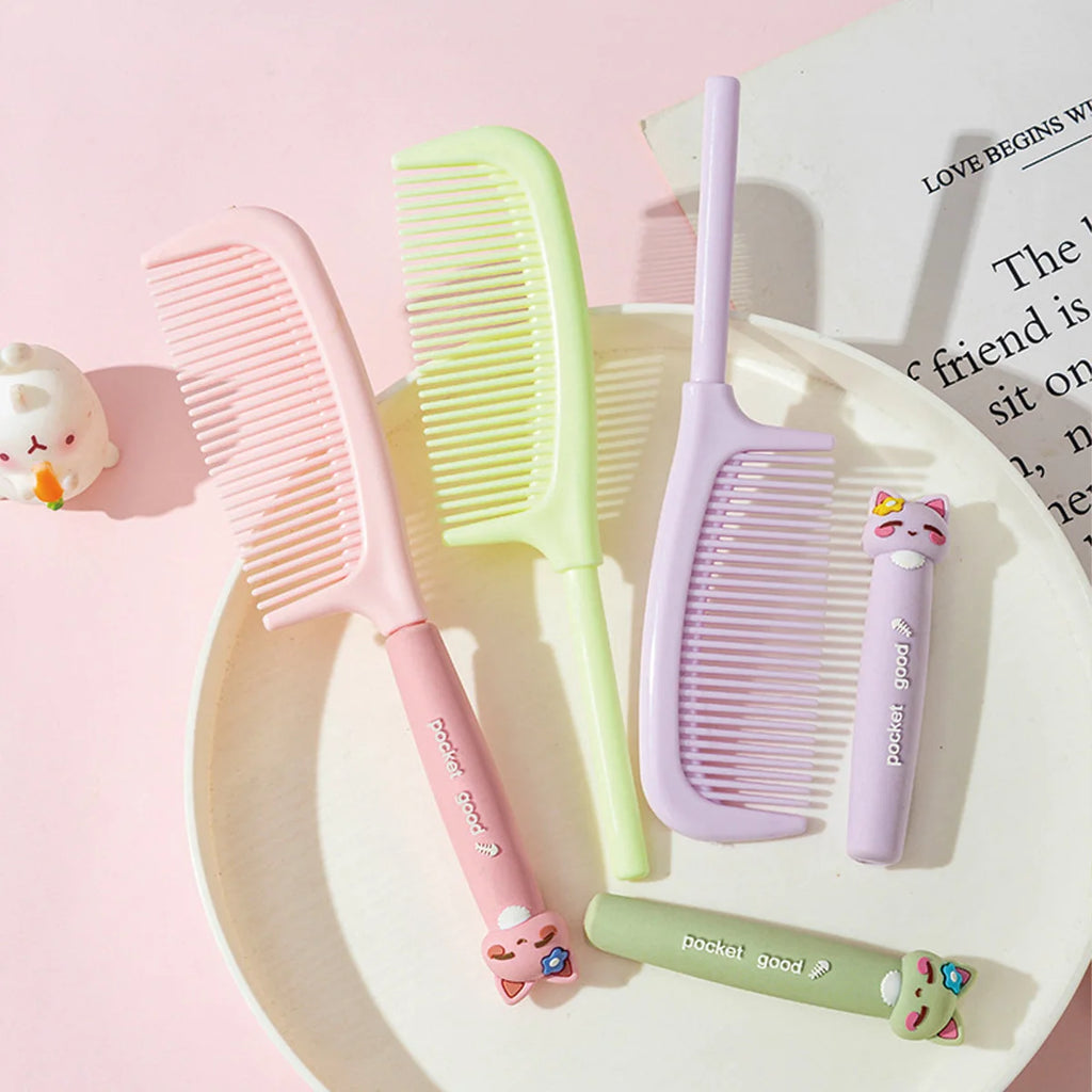 Cute Cartoon Cat Head Hair Comb Student Styling Straight Women's Qme