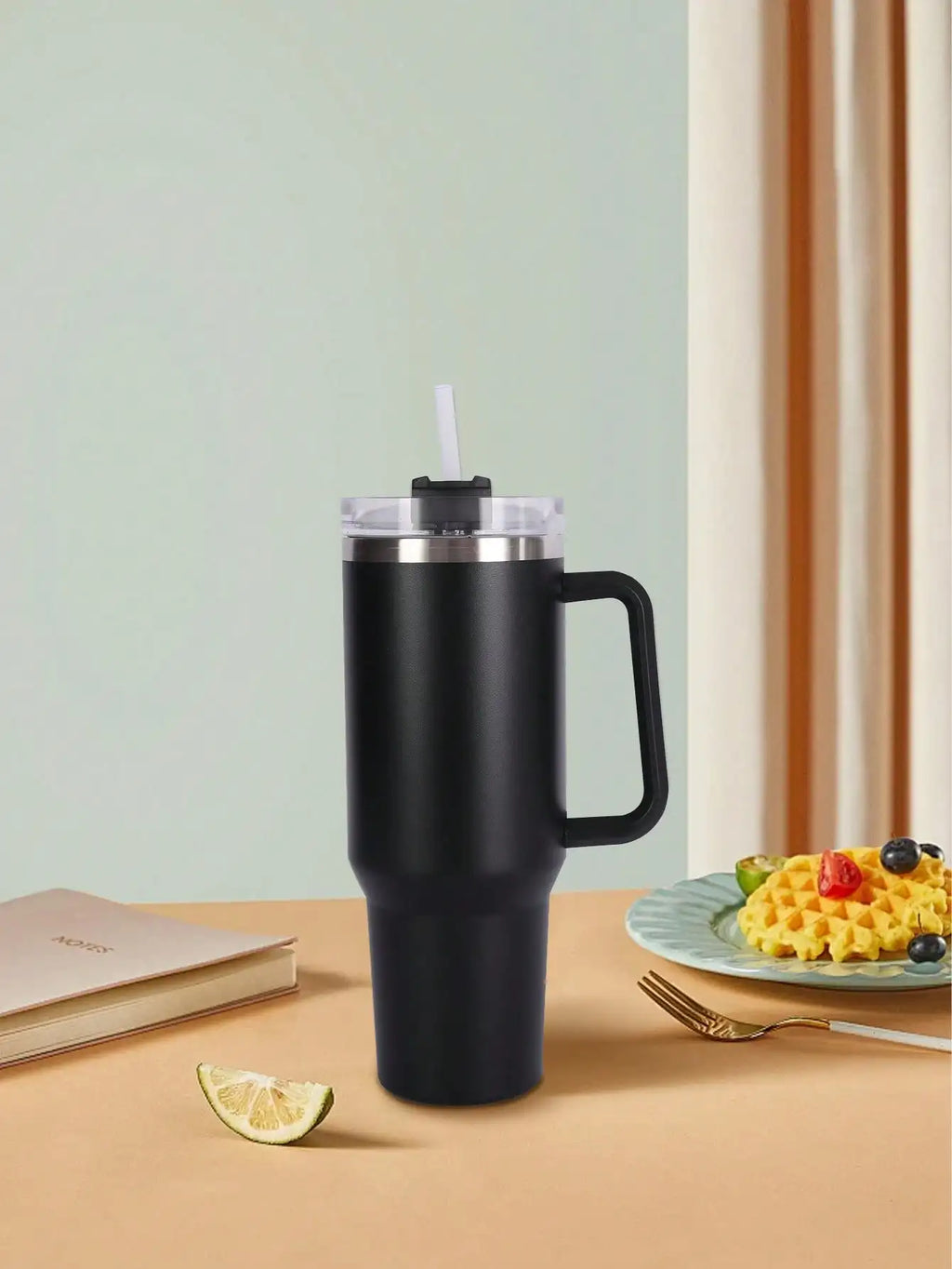 Handle Insulated Water Bottle 304 Stainless Steel Car Cup Brewing Qme black 1-1.5L