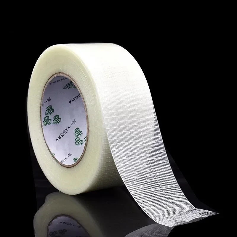 25M Grid Fiber Tape Toy Airplane Model Super Strong Mesh Single-Sided Tape Wear-Resistant Glass Fiber Strong Reinforced tape Qme