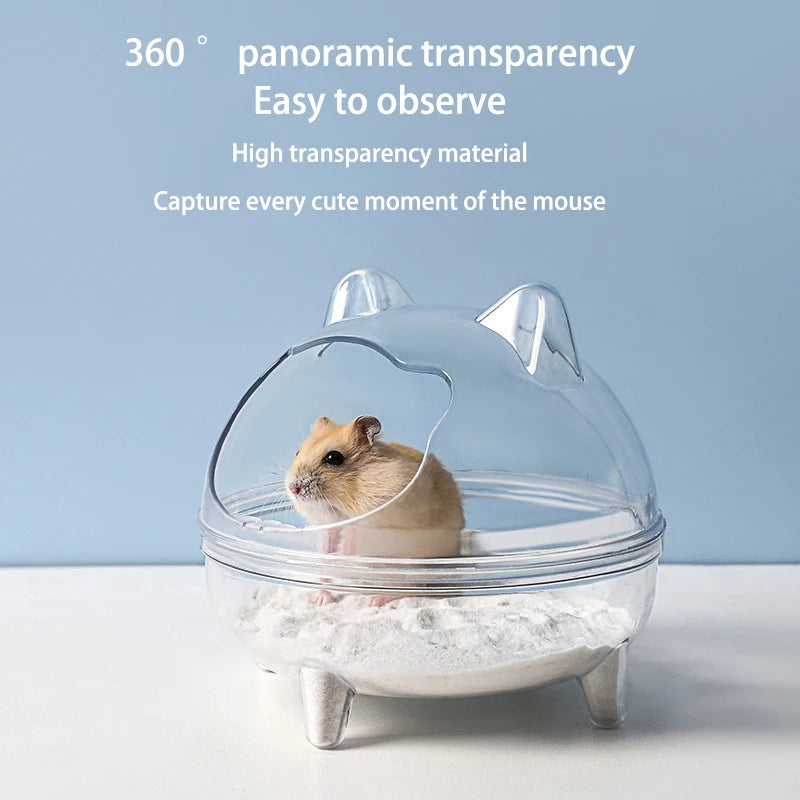 Hamster Transparent Bathroom Small Pet Sand Bath Cage Large Capacity Prevent Splash Bathing Transparent Shower Room Accessories Qme