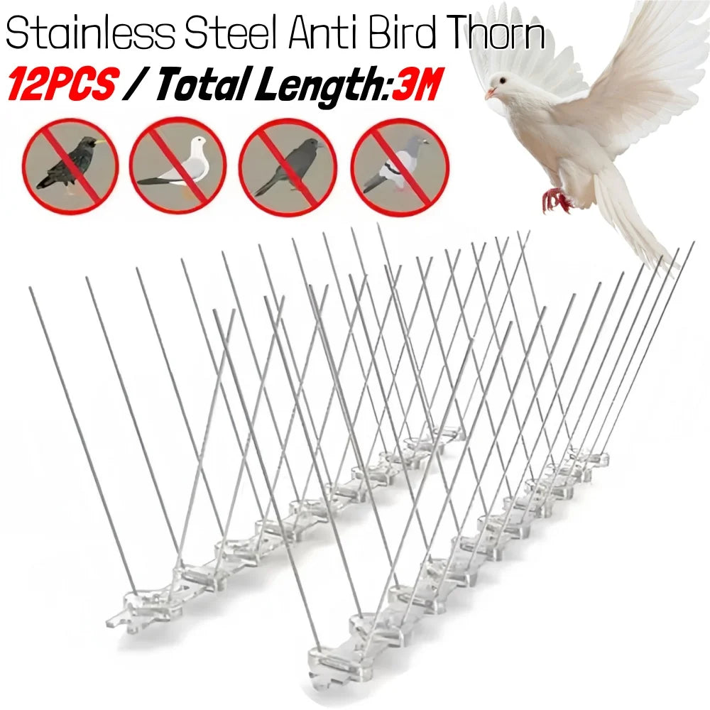 Stainless Steel Anti Bird Thorn Fence Deterrent Anti Bird Pigeon Squirrel Spikes Catcher for Garden Fence Roof Anti Bird Spike Qme