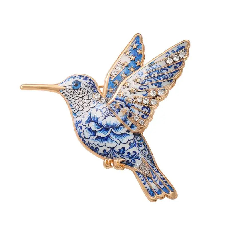 Chinese Blue White Porcelain Pattern Brooch Elegant Floral Animal Design for Cheongsam Banquet Outfit Decor Lapel Pin Qme C