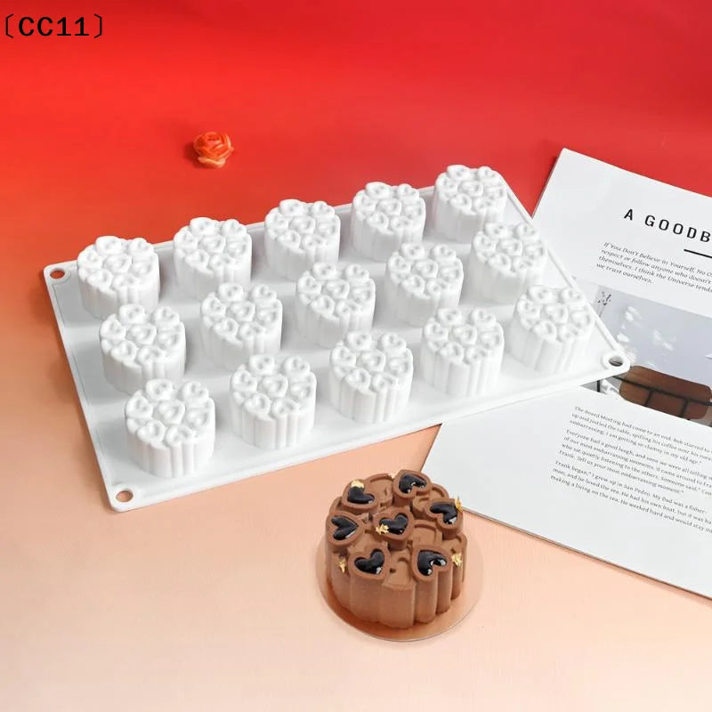 Splicing Heart-shaped Design Silicone Cake Mold Rose Chocolate Qme