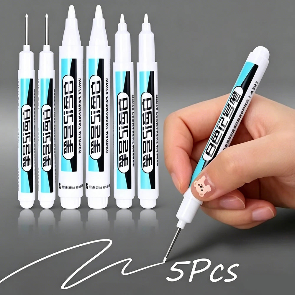 White Marker Pens 0.7/1.0/1.5/2.5mm Oily Waterproof White Gel Pen And Ink DIY Graffiti Markers Stationery Wrting Supplies Qme
