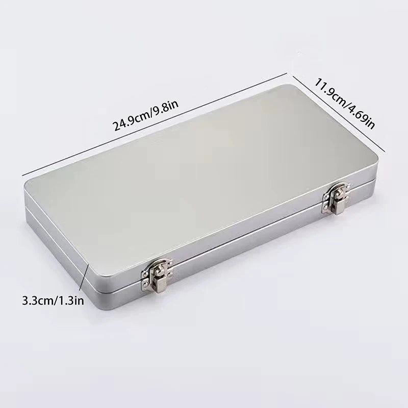 Durable Silvery Gray Metal Rectangular Box With Lid-Ideal For Bills,Cosmetics,Office Supplies Storage-Perfect For Home,Office Qme L