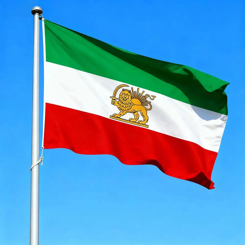 Iran Flag Lion Crown Banner Pendant Pahlavi Dynasty Sun Flag Iranian Polyester Decoration Gardening Home Outdoor Decor Qme