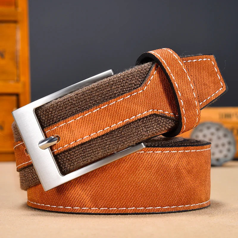 Stylish Canvas Leather Hybrid Belt Men Comfortable Everyday Casual Qme