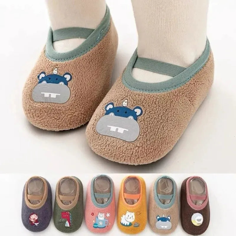 Baby Anti-slip Socks Newborn Warm Crib Floor Shoes with Rubber Sole for Children Boy Toddler Foot Girl Infant Cute Kids Slippers Qme