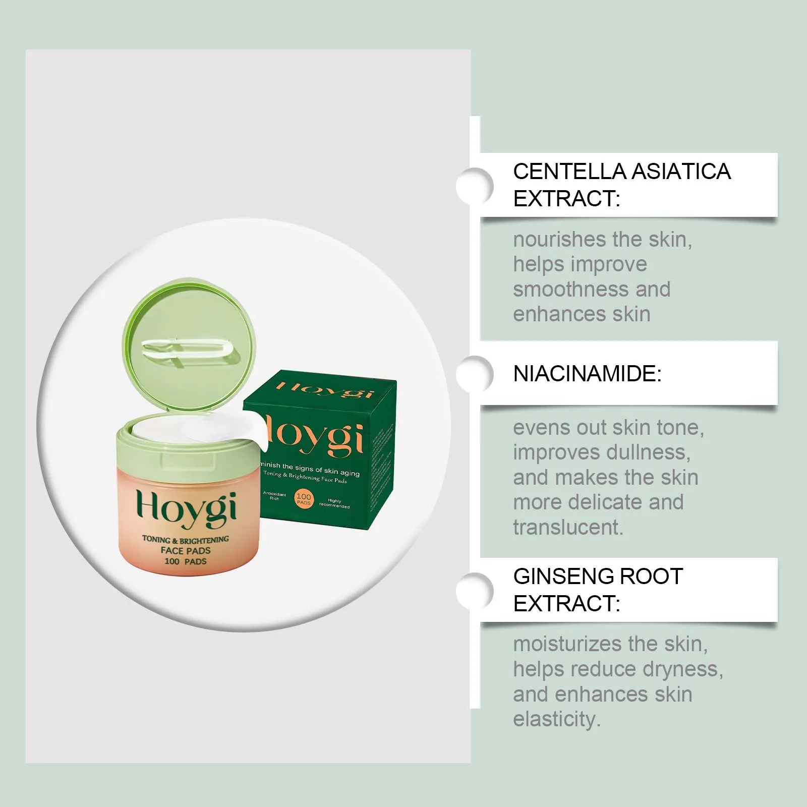 Moisturizing Centella Asiatica Cotton Pads Nourishing Lighten Fine Lines Anti Acne Smooth Even Skin Tone Repair Damaged Skin Car Qme