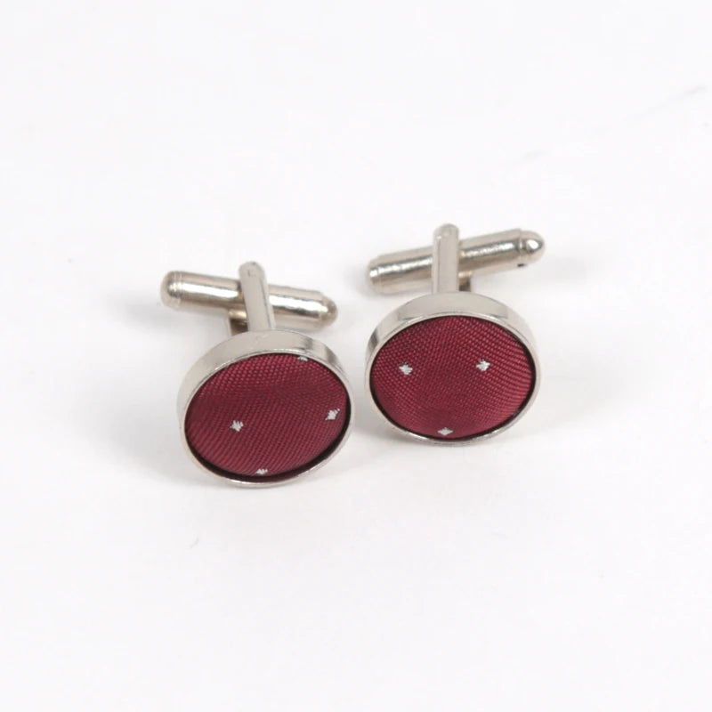 Tie Red Maroon Burgundy Rose Men Pocket Square Cufflinks Jacquard Qme D4