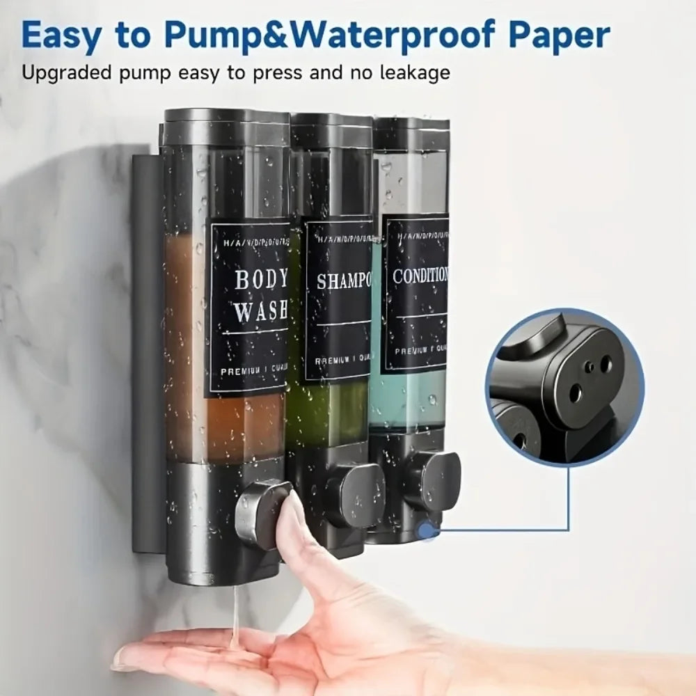 3 ABS Triple Shampoo Conditioner Dispenser Wall Mounted Soap Shower Qme