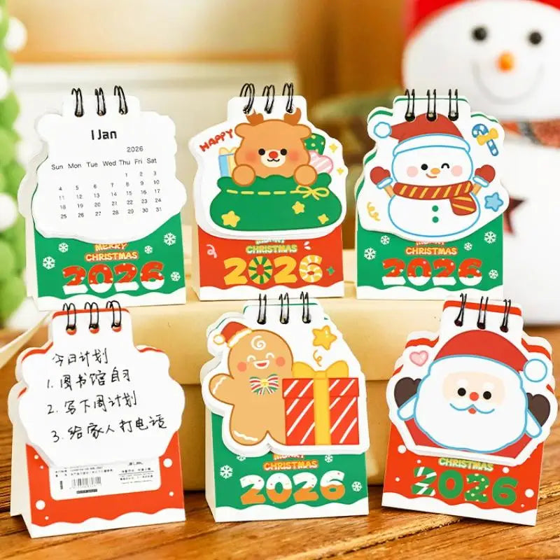 2026 Christmas Desk Calendar Mini Cartoon Cute Patterns Table Qme