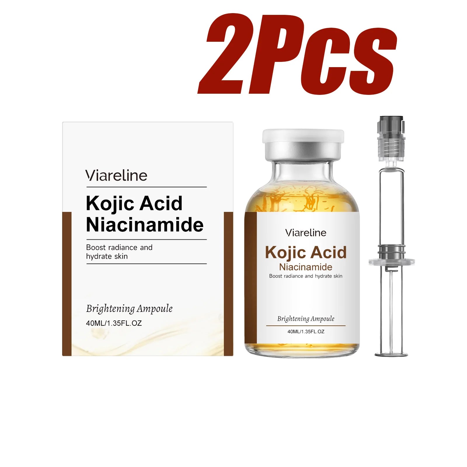 Niacinamide Brightening Ampoule Serum Face Hydrating Even Tone Nourishing Brightening Essence Kojic Acid Dark Spot Corrector Qme 2 x 40ml Boxed