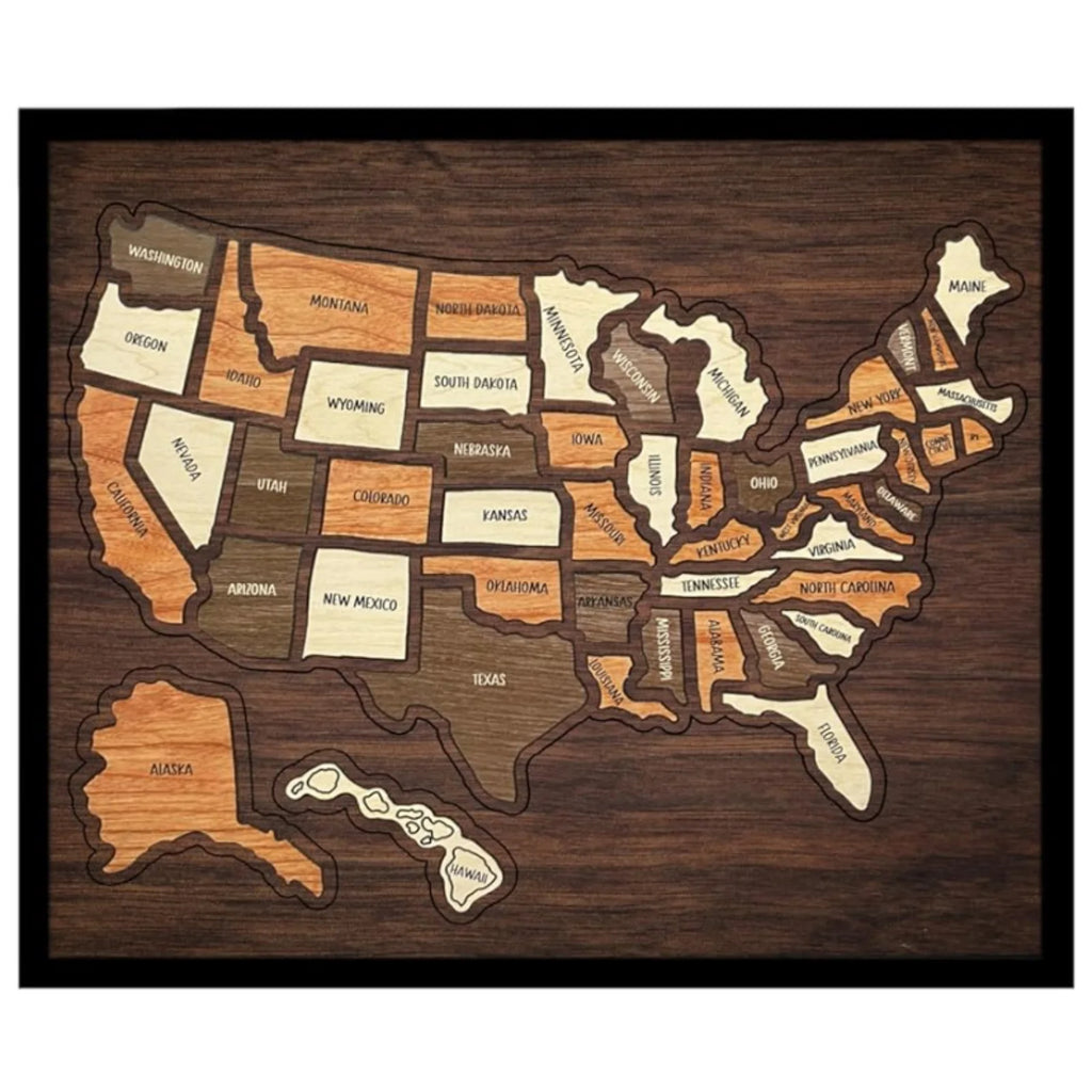 Wooden USA Travel Map Puzzle Record Your Journey Beautiful Memories Home Office Bar Hotel Wall Decoration Unique Gift Qme A One Size