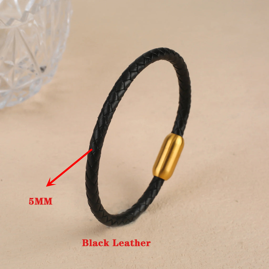 New Domineering Leopard Head Geometric Zircon Bracelet Stainless Steel Magnetic Clasp Bracelet Trendy For Men Women Jewelry Gift Qme Black Leather 19cm Coffee Leather