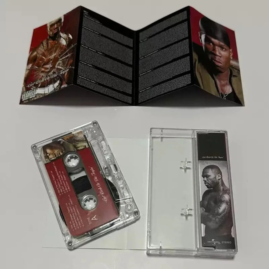 "Get Rich or Die Tryin'" Debut Album Retro Cassette Tape, Milestone of Early 2000s Hip-Hop, Ideal for Rap Collectors Qme