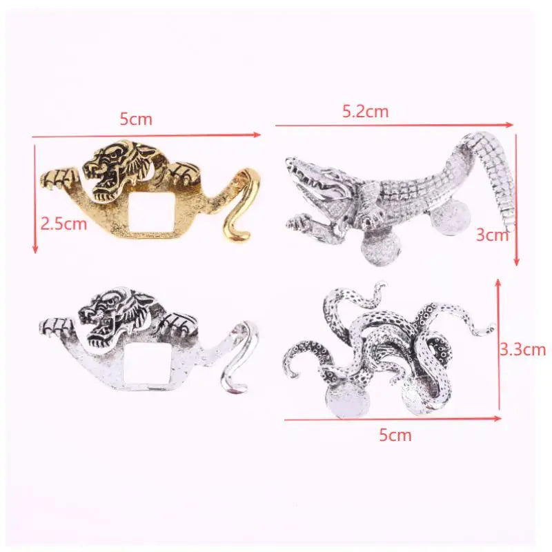 Durable Zinc Alloy Vintage Crocodile Tiger Shaped Engraved Men's Suit Qme