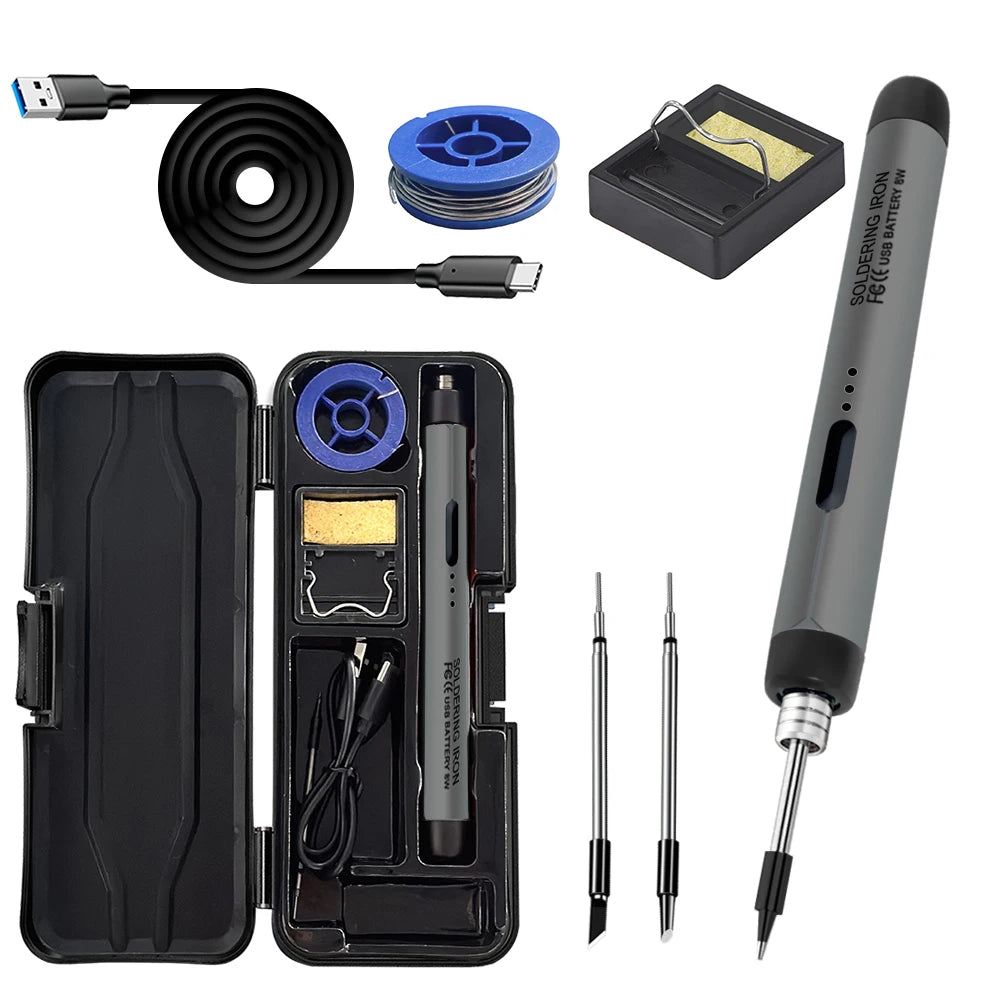 USB Soldering Iron Mini Small Portable Household Type-c Interface Qme C200 grey SET2