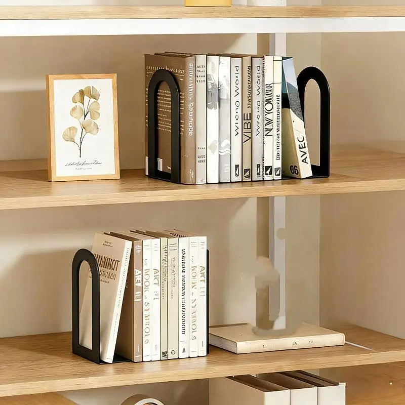 Heavy Duty 1 Pair L-shaped Iron Bookends Space-saving Design Ideal Qme
