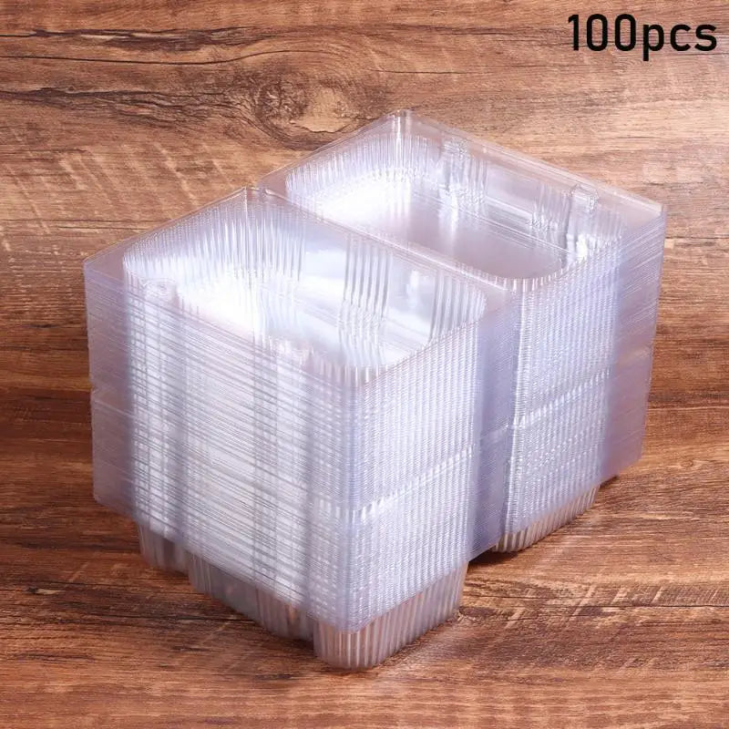 10 50 Multipurpose Clear Plastic Boxes Disposable Containers Bakery Qme 100Pcs