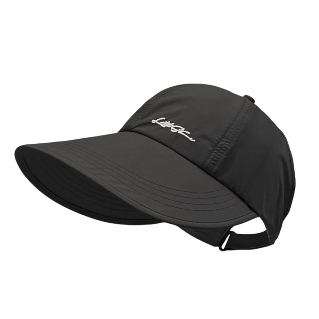 Men's and Women's Solid Color Baseball Caps Lightweight Wide Brimmed Outdoor Camping Hiking Caps Adjustable Buckle Sun Hats Qme Black One Size