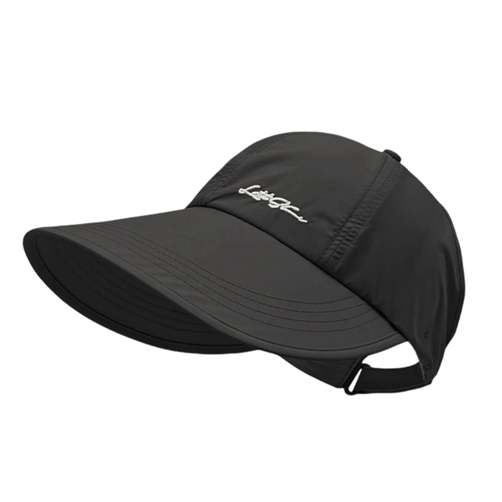 Men's and Women's Solid Color Baseball Caps Lightweight Wide Brimmed Outdoor Camping Hiking Caps Adjustable Buckle Sun Hats Qme Black One Size