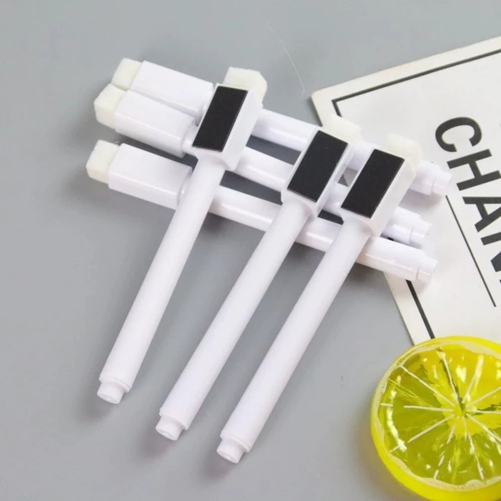 white dry-erase whiteboard markers, with eraser head for easy wiping and smooth writing, suitable for classroom office supplies Qme