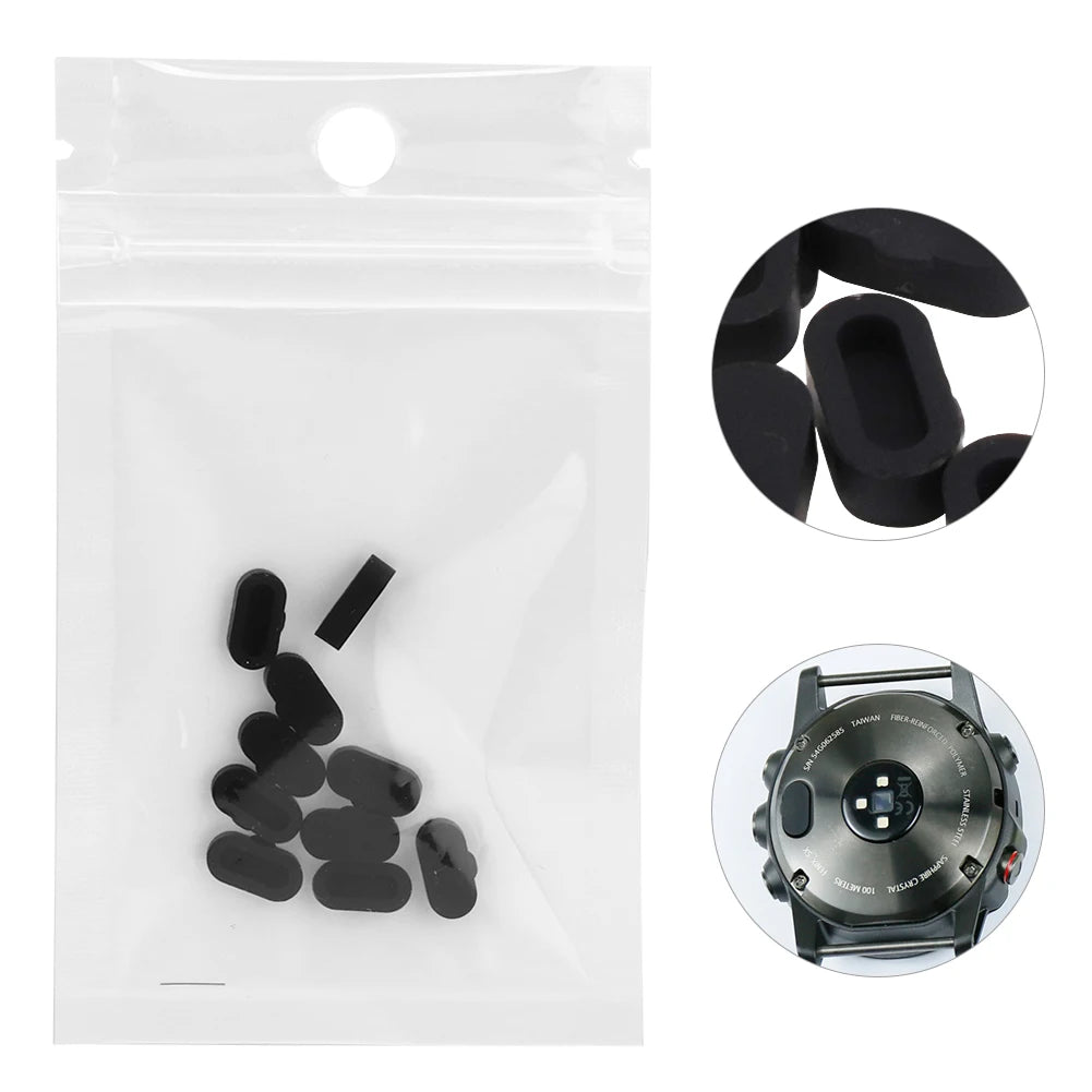 /set Silicone Anti Dust Plug Covers Protector Fit for Garmin Fenix5 5S 5X Smart Watch (Black) Anti Dust Covers Qme