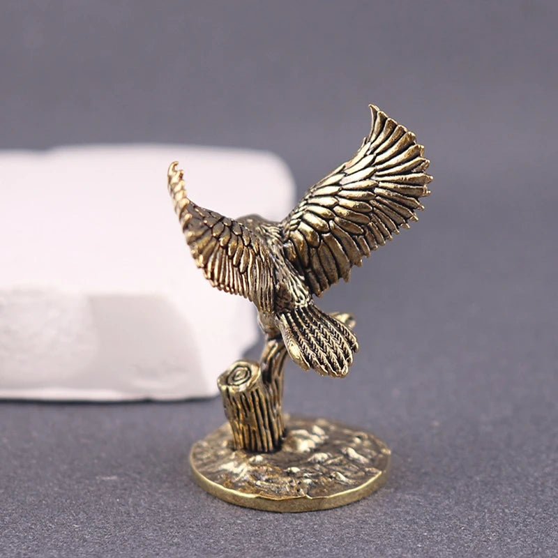 Retro Copper Animal Tea Pet Antique Solid Brass Owl Miniature Qme