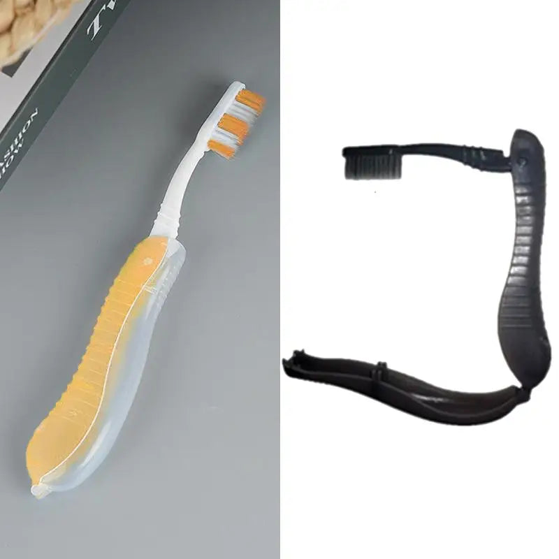 Compact Folding Toothbrush Foldable Design Travel Pocket Suitable Qme Champagne one size