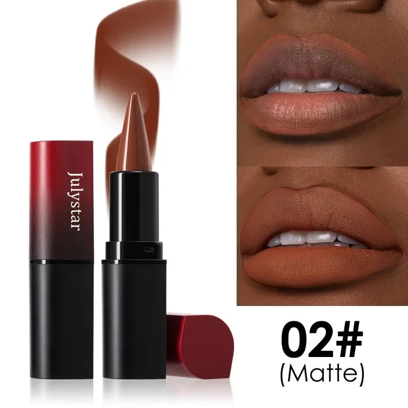 Chocolate Colored Lipstick Long Pointed Design Matte Lip Liner & Lip Stick Combination Red Tint Velvet Lasting Makeup Lipstick Qme 02