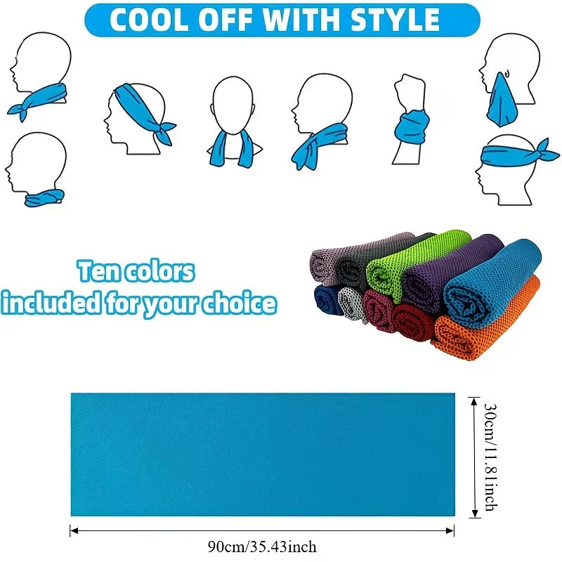Quick Drying Cooling Towel Soft Breathable Chilly Sweat Absorption Cold Towel with Storage Box Sports Running Yoga Gym Club Qme