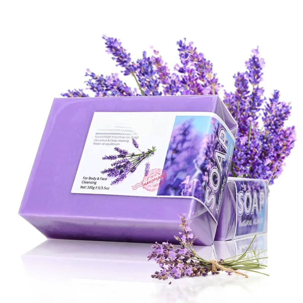 Natural Organic Lavender Essential Oil Soap Handmade Soap for Cleansing, Refreshing, Oil Control, Bath Soap Qme 01