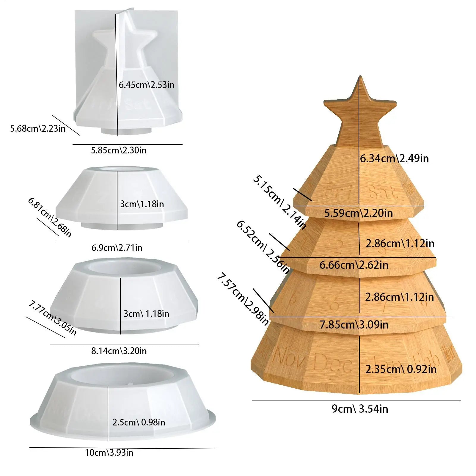 Silicone Crafting Mold Beginners Art Project Mould Stacking Christmas Tree Silicone Mold For Concrete Plaster Clay Children Qme