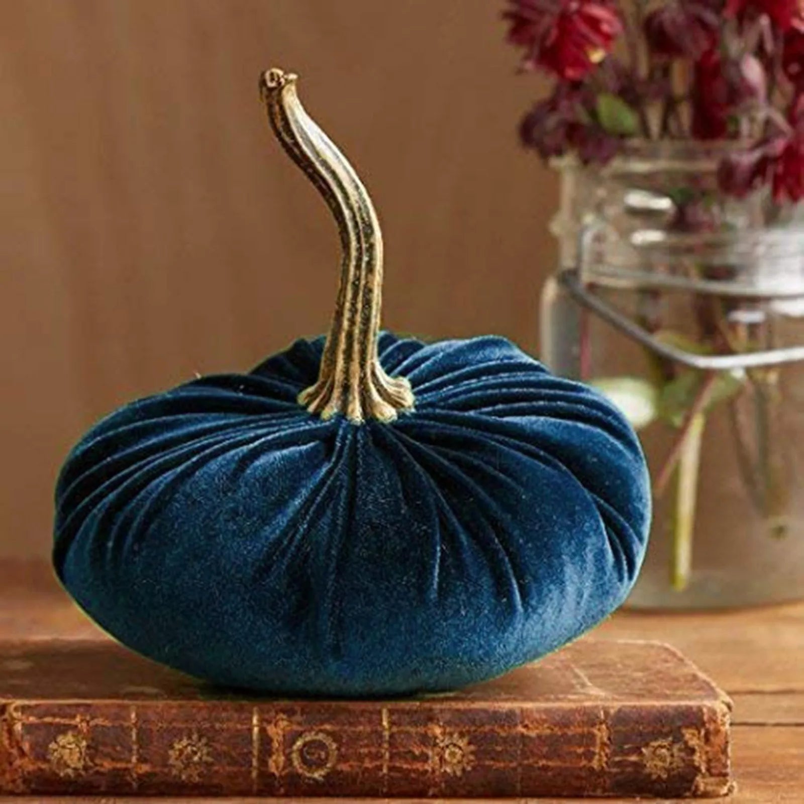 Velvet Soft Pumpkin Ornaments Handmade Home Holiday Ornaments Decoration Autumn Decoration Qme Blue