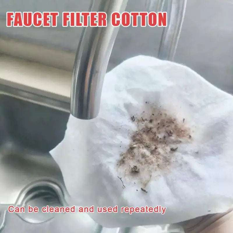 50Pcs Faucet Filter Cotton Anti-splash Removes Sand Filters Water Purification Socks W T-strap For Tap Water Rust Removal Kit Qme