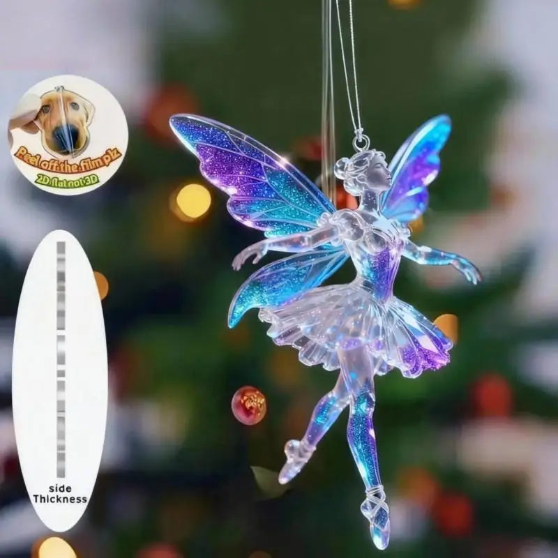 Sparkling 2D Acrylic Pendants Ballerina Simulation Christmas Tree Hangings Car Rearview Mirror Charm Decoration Ornaments Qme A9