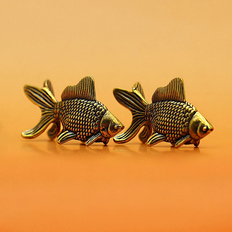 Desk Decoration Tea Pet Cute Gifts Goldfish Figurines Retro Brass Qme