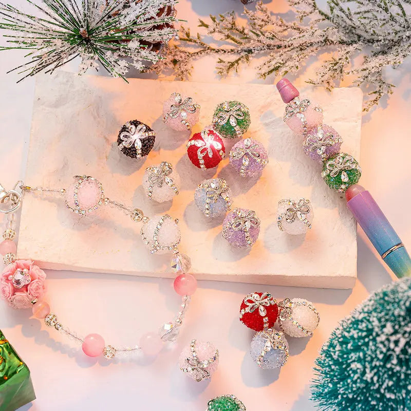 1PCS 16mm Rhinestone Ball Beads Moon Star Flower Loose Spacer Beads for Jewelry Making DIY Craft Supplies Christmas Decoration Qme