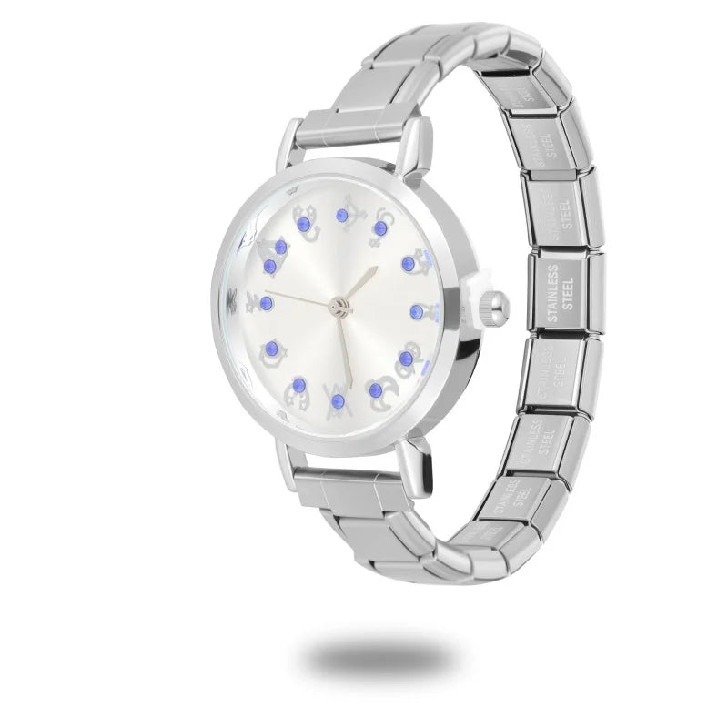 2026 Wholesale Love Heart Oval Dial Watches Women's DIY 9MM Width Italian Elastic Charm Stainless Bracelet Bangle Jewelry Gift Qme Style 40