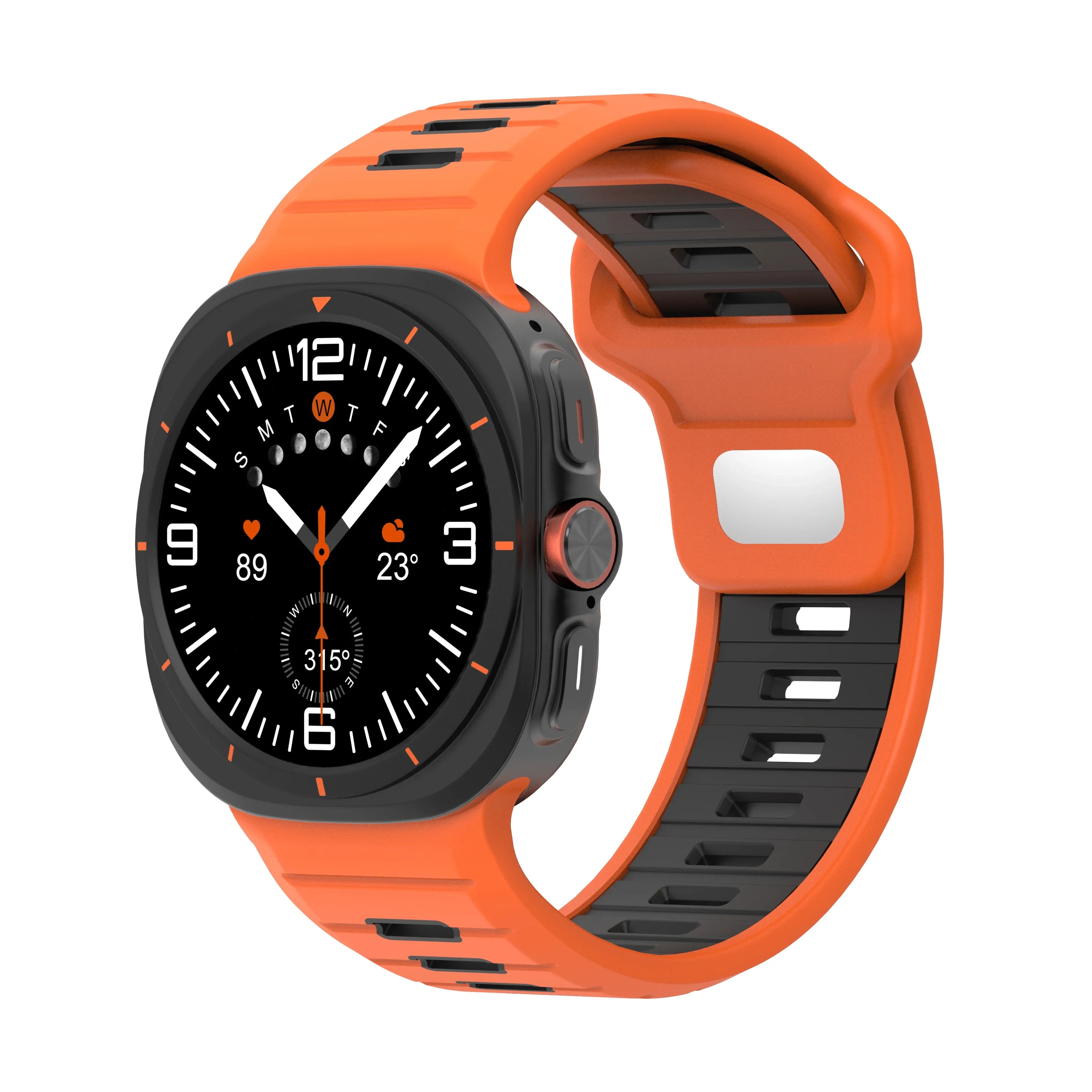 Sports Silicone Strap For Samsung Galaxy Watch Ultra 47mm Soft Loop Two Color Band For Samsung Galaxy 7 Ultra No Gaps Watchband Qme Orange Black Galaxy Ultra 47mm